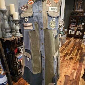 Double D Ranch Denim Multicolor Patchwork Outerwear Size 1X